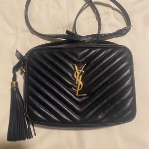 Saint Laurent Lou Camera Bag with Tassel in Quilted Leather Blue